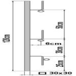 Potelet porte filet 1m et lisses carré 30mm x 30mm x 1,20m