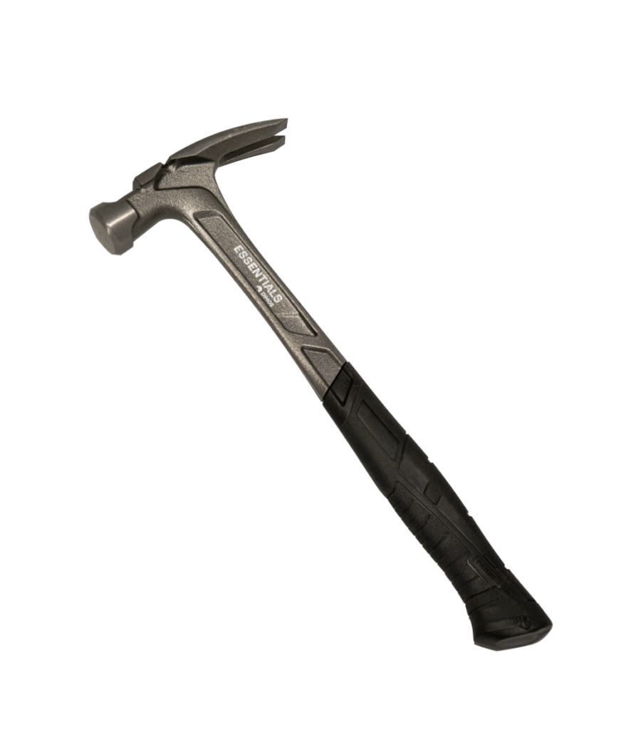 Marteau à manche noir et tête grise.