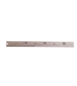 Metal rule of 30 centimeters numbered.