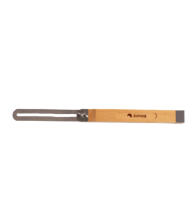 Wooden and metal measurement tool.