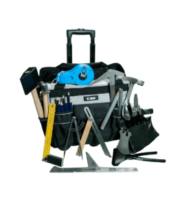 Sac à outils avec divers outils de bricolage.