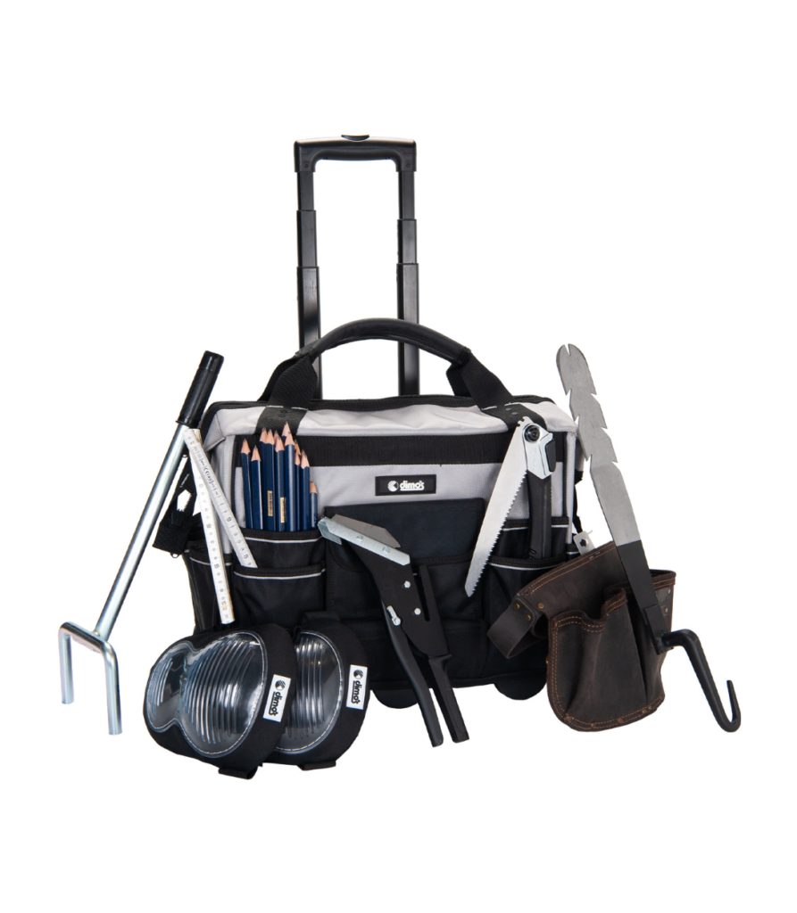 Tool bag filled with several accessories.