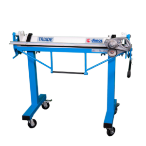 Blue manual folds on casters.